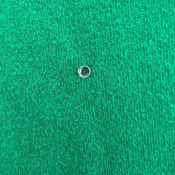 Vintage size medium Kelly Green quacker factory short sleeve shirt w rhinestones - Picture 3 of 4